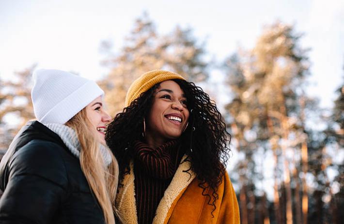 Two Smiling girls in woolens